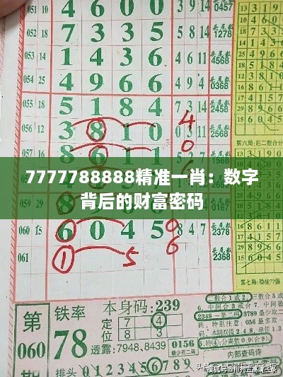 7777788888精准一肖：数字背后的财富密码