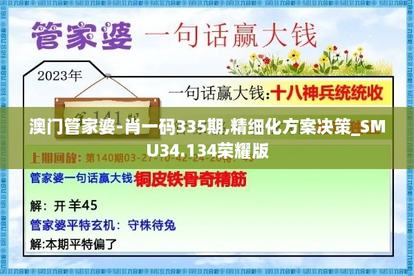 澳门管家婆-肖一码335期,精细化方案决策_SMU34.134荣耀版