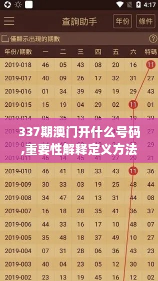 337期澳门开什么号码,重要性解释定义方法_BT24.778-7