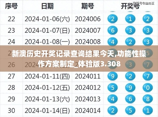 新澳历史开奖记录查询结果今天,功能性操作方案制定_体验版3.308