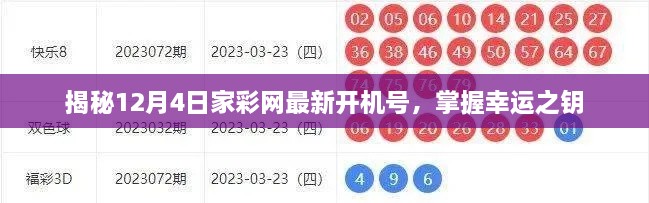 揭秘家彩网最新开机号，掌握幸运之门钥匙，12月4日独家爆料！