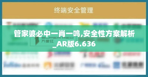 管家婆必中一肖一鸣,安全性方案解析_AR版6.636