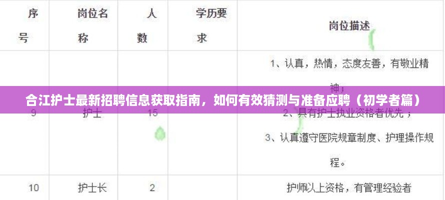 合江护士招聘指南，如何获取最新招聘信息并有效准备应聘（初学者篇）