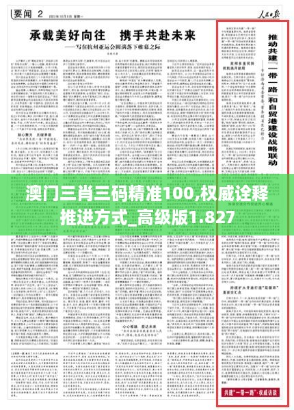 澳门三肖三码精准100,权威诠释推进方式_高级版1.827