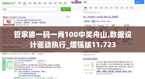 管家婆一码一肖100中奖舟山,数据设计驱动执行_增强版11.723