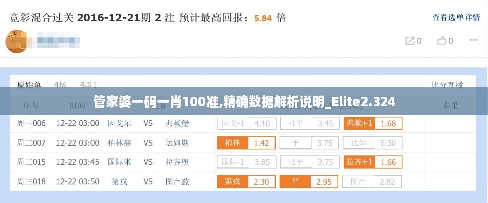 管家婆一码一肖100准,精确数据解析说明_Elite2.324