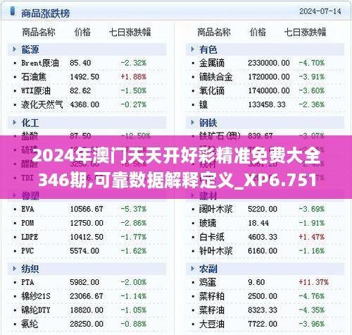 2024年澳门天天开好彩精准免费大全346期,可靠数据解释定义_XP6.751