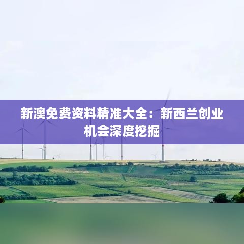 新澳免费资料精准大全：新西兰创业机会深度挖掘