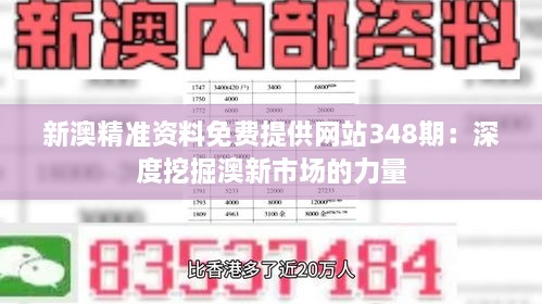 新澳精准资料免费提供网站348期：深度挖掘澳新市场的力量