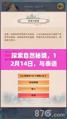 探索自然秘境，与泰语软件同行，寻找内心的平和之地之旅（12月14日）