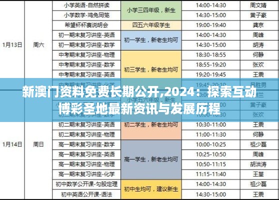 新澳门资料免费长期公开,2024：探索互动博彩圣地最新资讯与发展历程