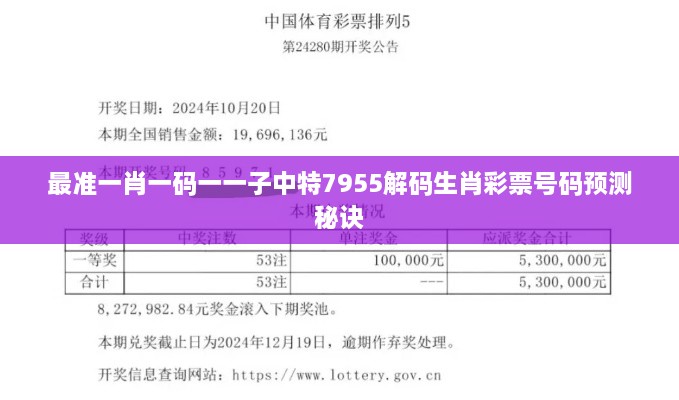 最准一肖一码一一子中特7955解码生肖彩票号码预测秘诀