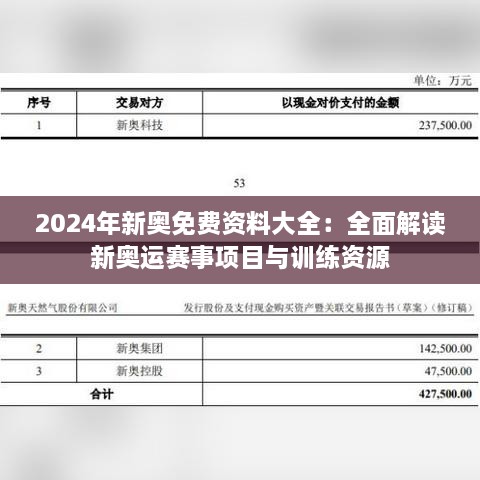 2024年新奥免费资料大全：全面解读新奥运赛事项目与训练资源