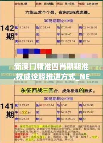 新澳门精准四肖期期准,权威诠释推进方式_NE版8.404