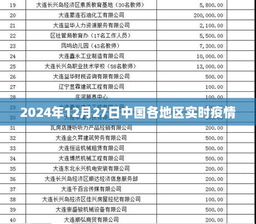 中国各地区实时疫情更新数据（时间截至至2024年12月27日）