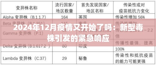 2024年12月疫情又开始了吗：新型毒株引发的紧急响应