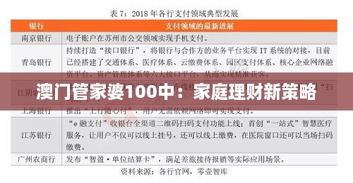 澳门管家婆100中：家庭理财新策略